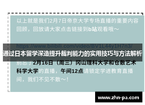 通过日本留学深造提升裁判能力的实用技巧与方法解析