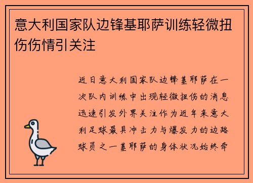 意大利国家队边锋基耶萨训练轻微扭伤伤情引关注 意大利国家队边锋基耶萨训练轻微扭伤伤情引关注